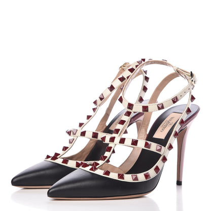 Valentino Garavani Nappa Rockstud Ankle Strap Pumps 38 Griotte Light Ivory 3 of 8