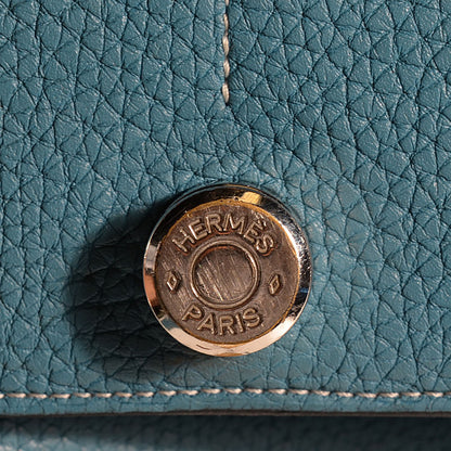 Hermes Taurillon Clemence Dogon Duo Wallet Blue Jean 11 of 12