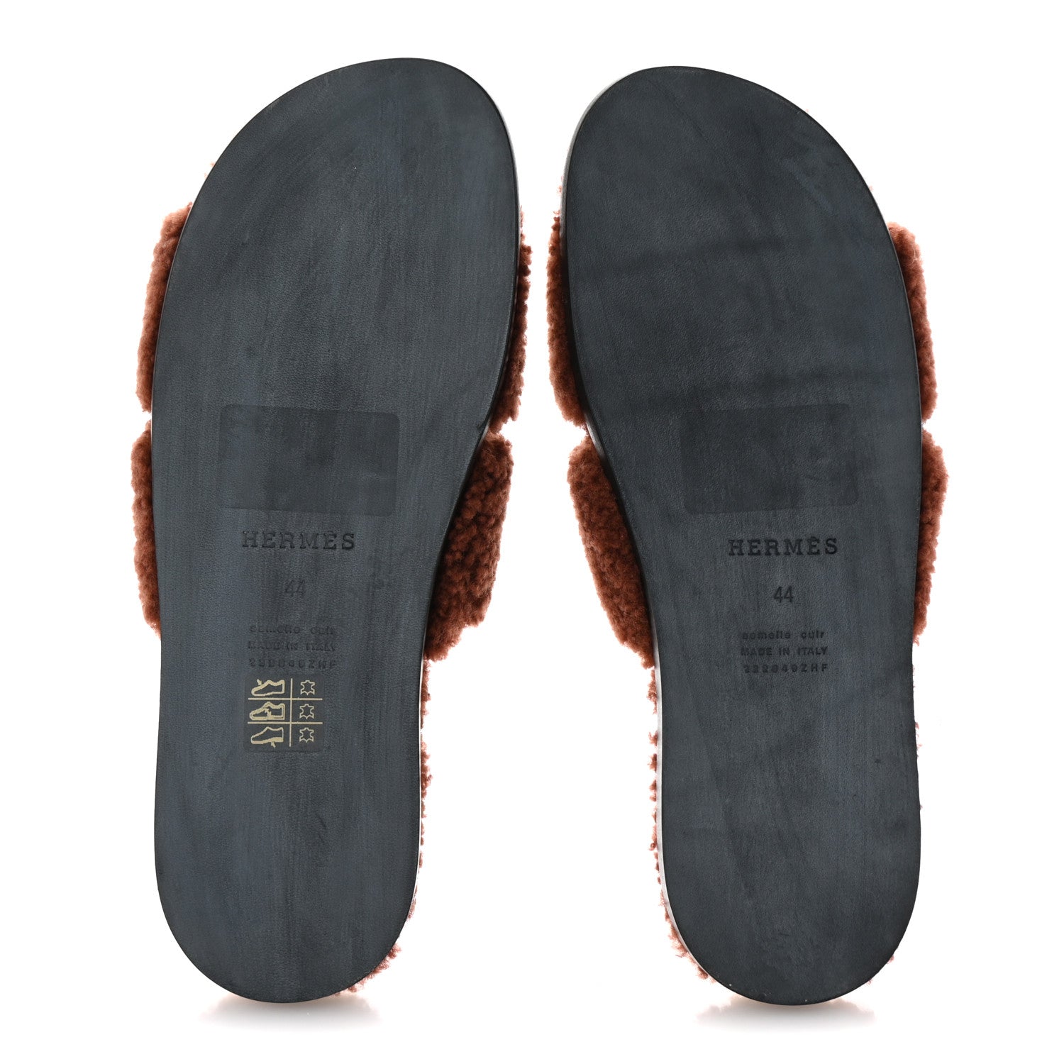 Hermes Woolskin Mens Izmir Sandals 44 Cognac 6 of 9
