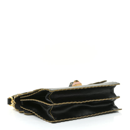 Fendi Vitello Liberty Scalloped Studded Kan I Shoulder Bag Black 4 of 18