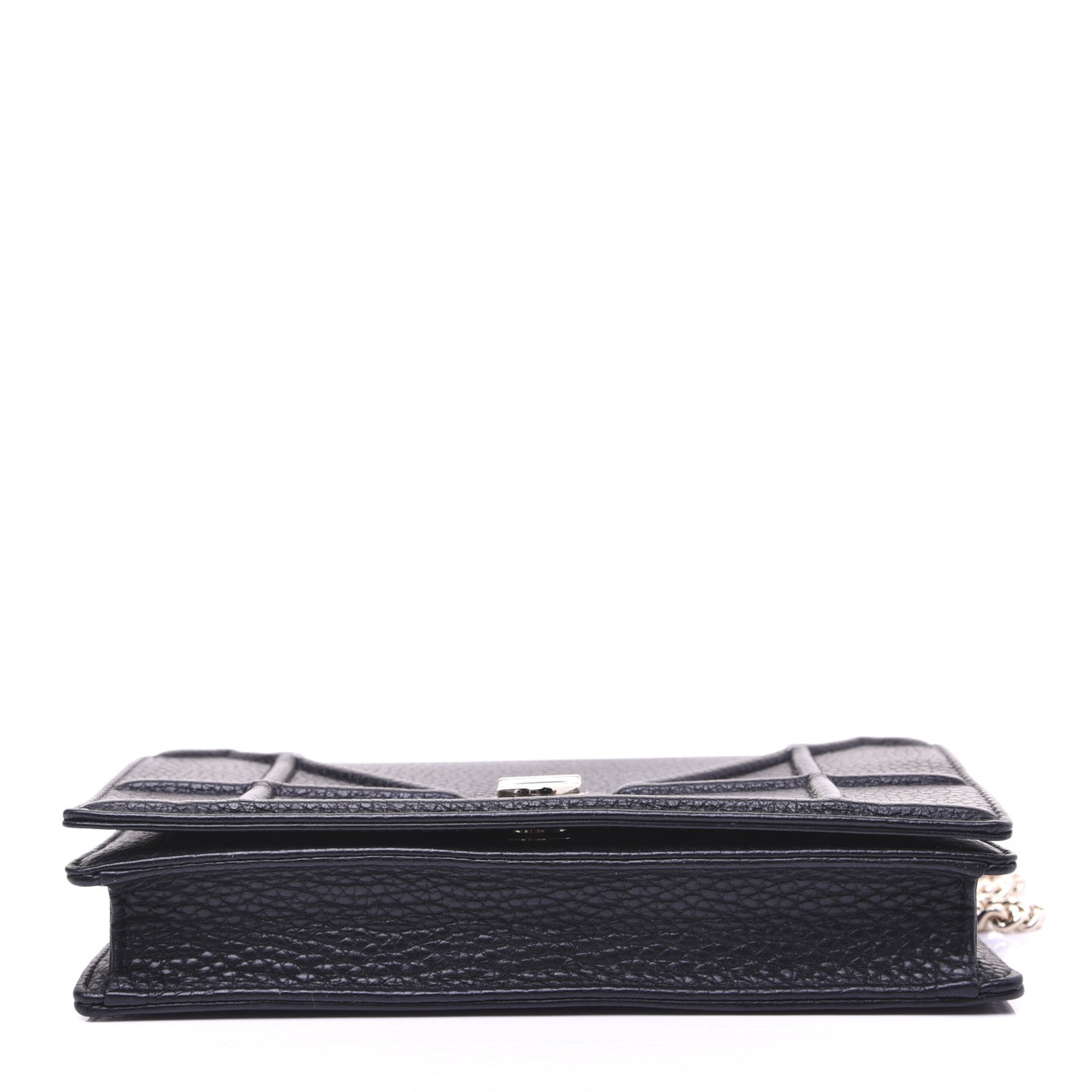 Grained Calfskin Diorama Wallet on Chain Pouch Black
