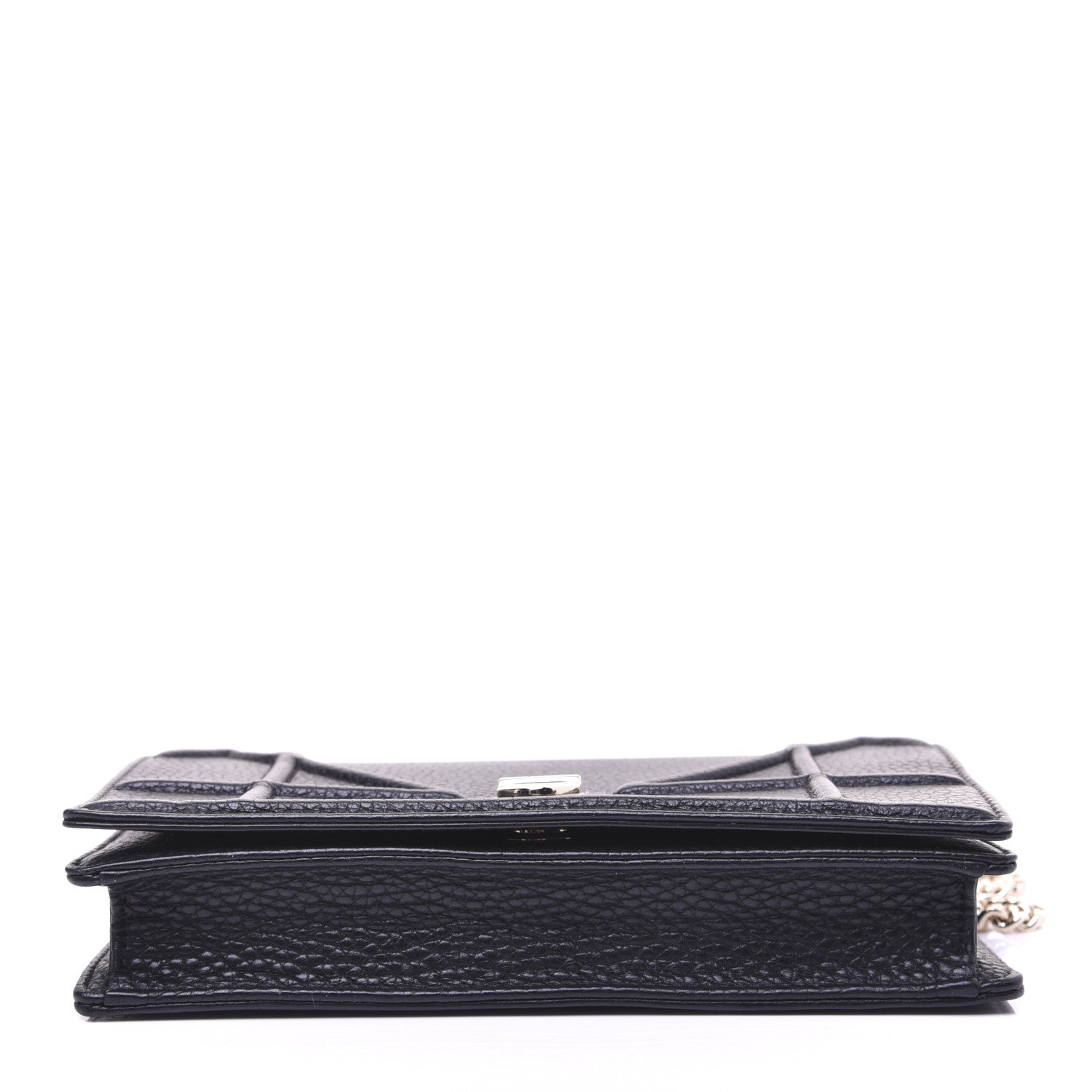 Christian Dior Grained Calfskin Diorama Wallet on Chain Pouch Black 11 of 14