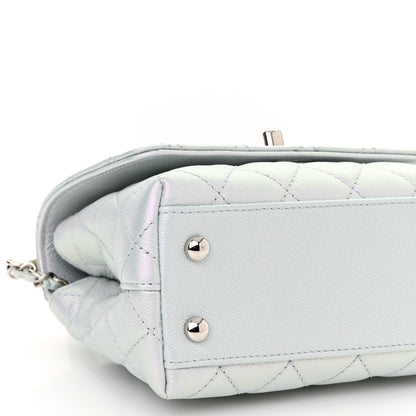 Chanel Iridescent Caviar Quilted Extra Mini Coco Handle Flap Light Blue 9 of 10