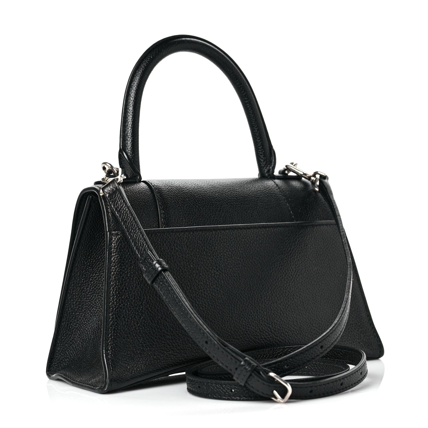 Balenciaga Grained Calfskin Small Hourglass Top Handle Bag Black 3 of 9