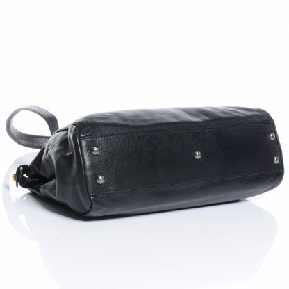 Fendi Goatskin Zucca Medium Peekaboo Iconic Satchel Black Tobacco 4 of 9