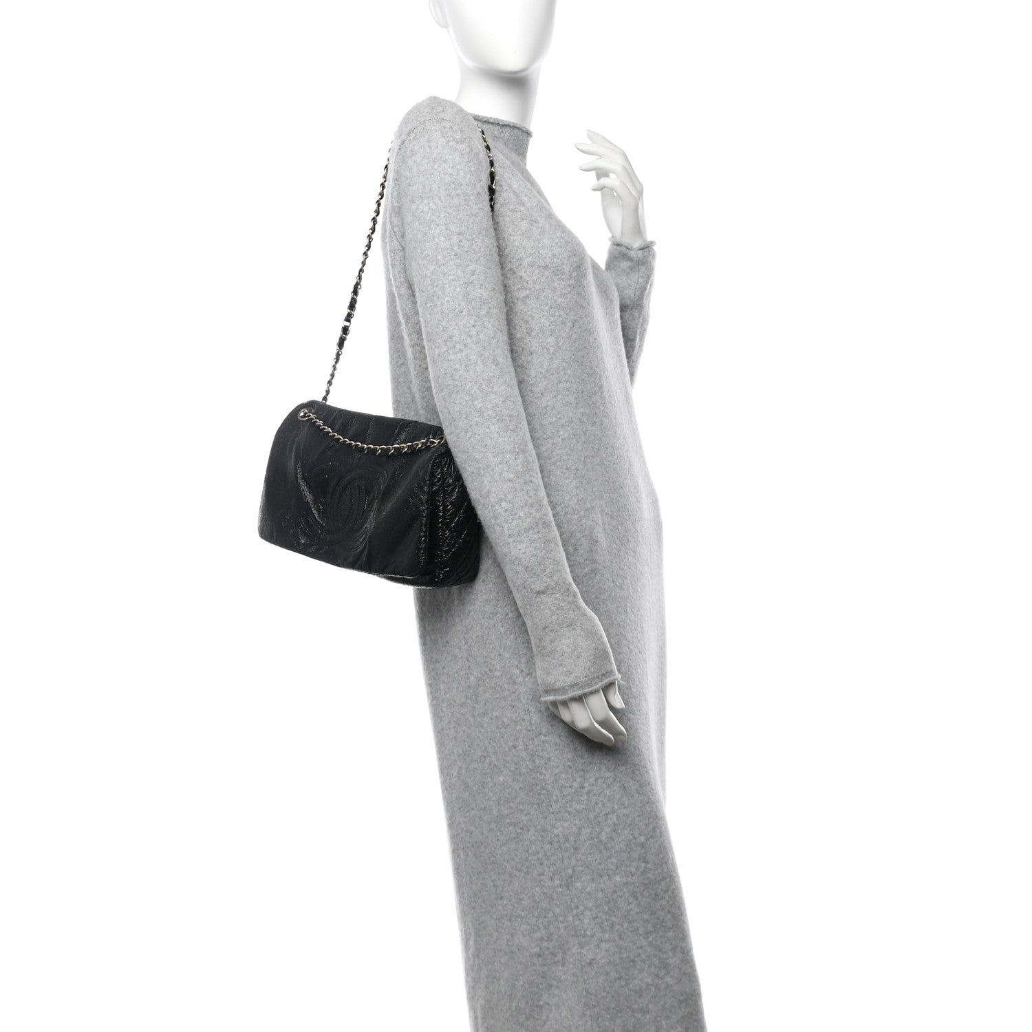 Chanel Vinyl Medium Rock and Chain Flap Black Black 3 of 11