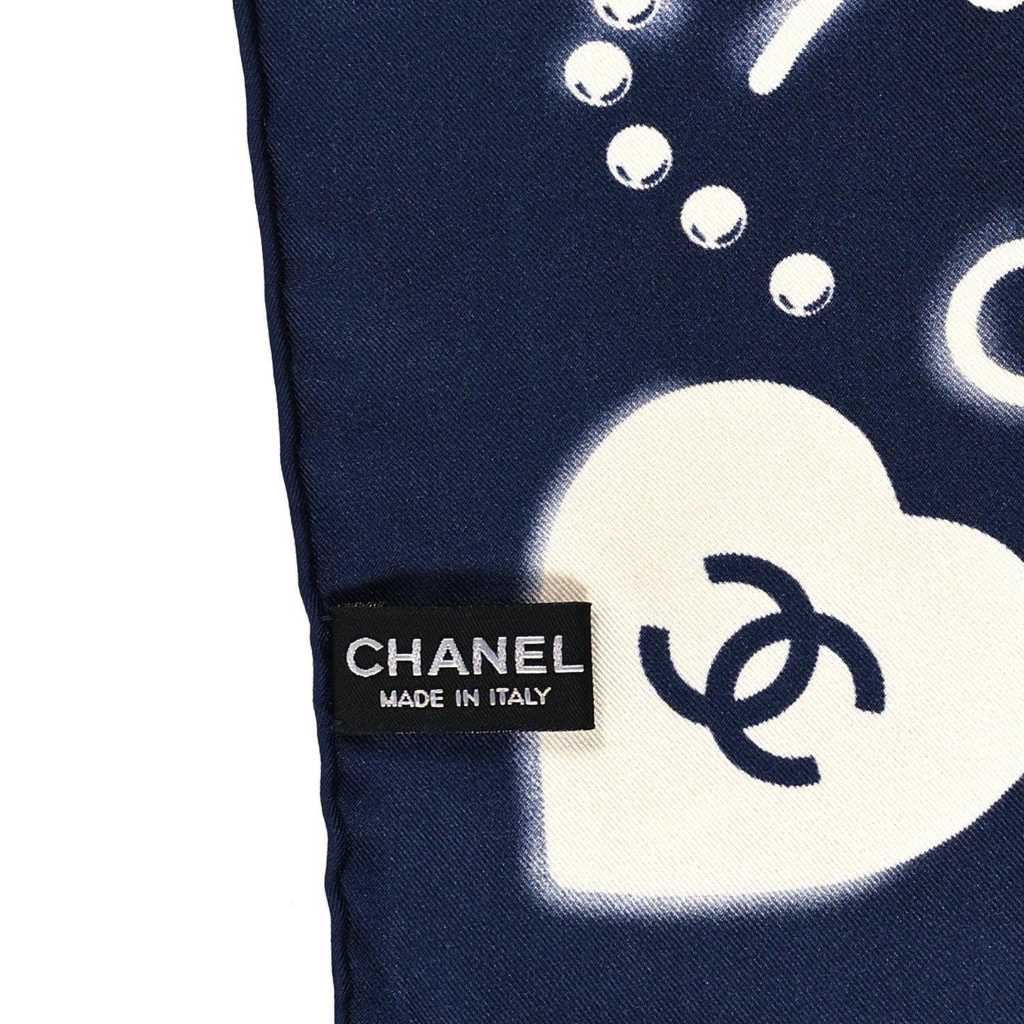 Silk CC Scarf Navy Ivory