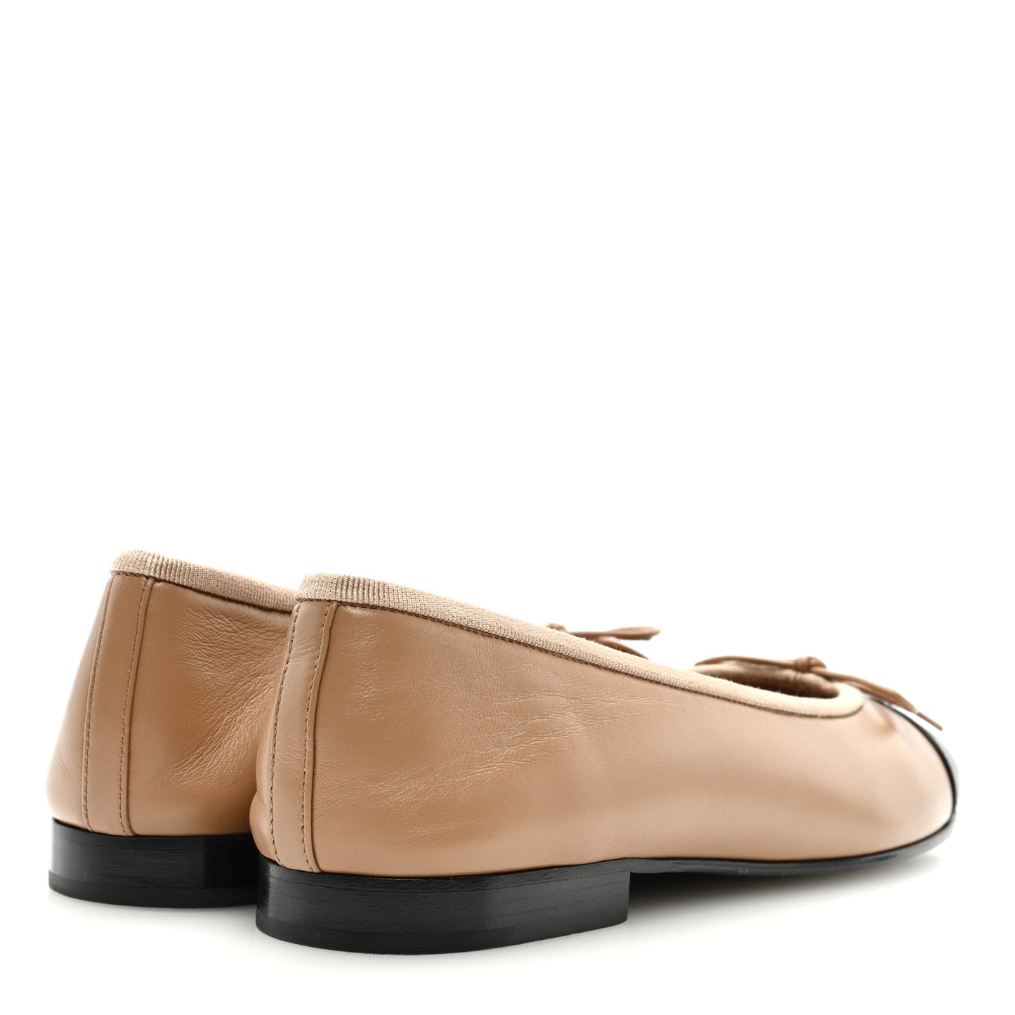 Lambskin Cap Toe CC Ballerina Flats 37.5 Beige Black
