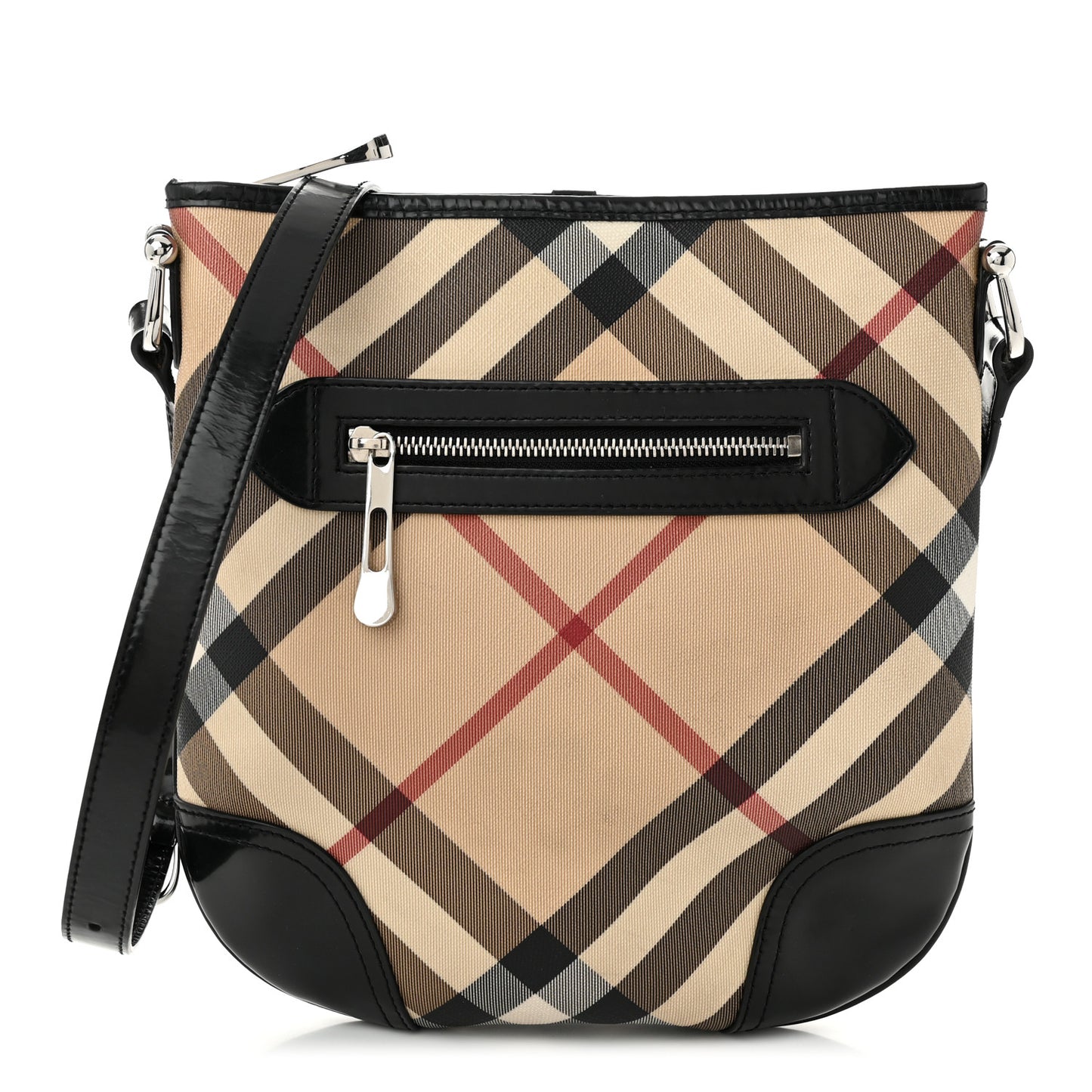Patent Nova Check Dryden Crossbody Bag Black