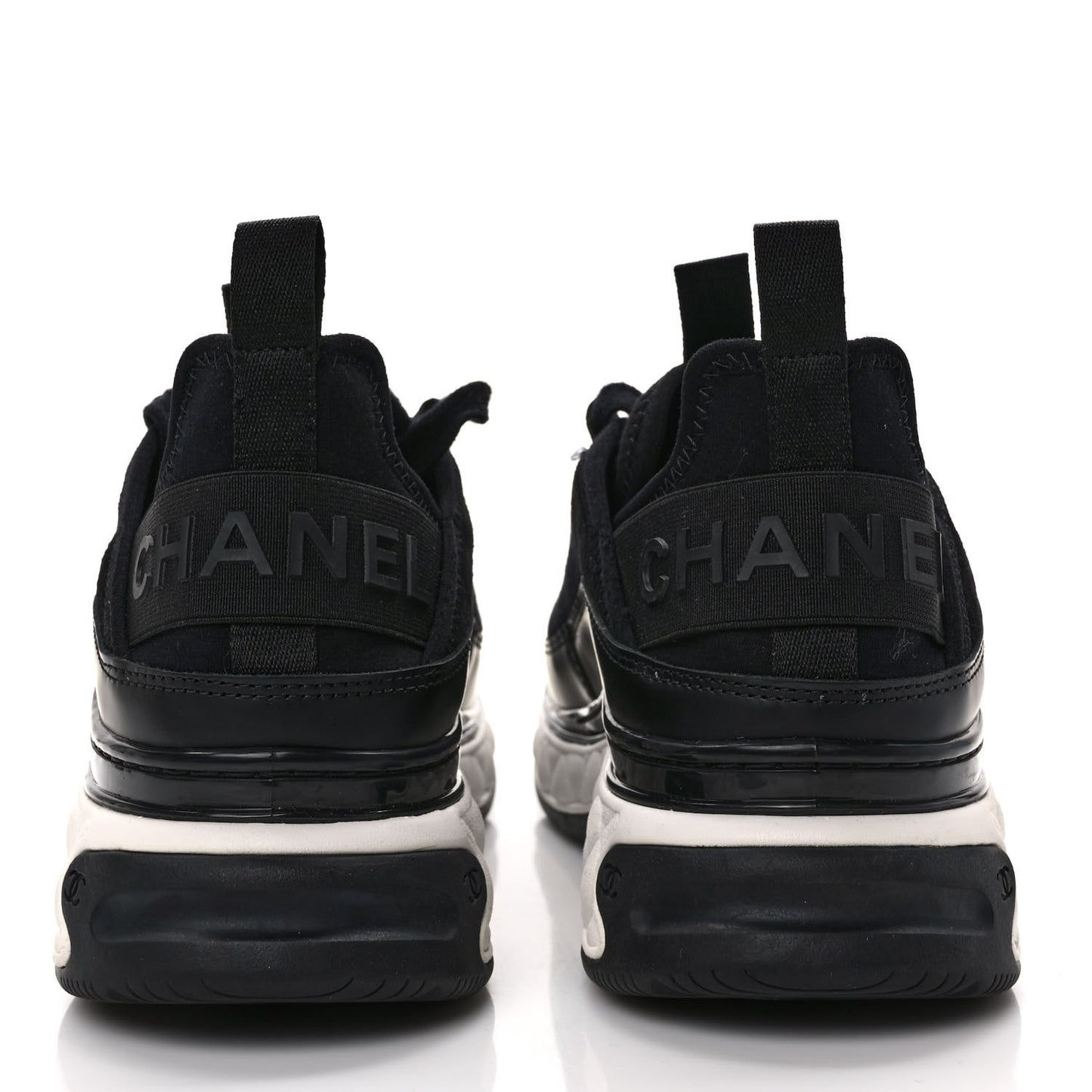 Velvet Calfskin Mixed Fibers CC Sneakers 38 Black