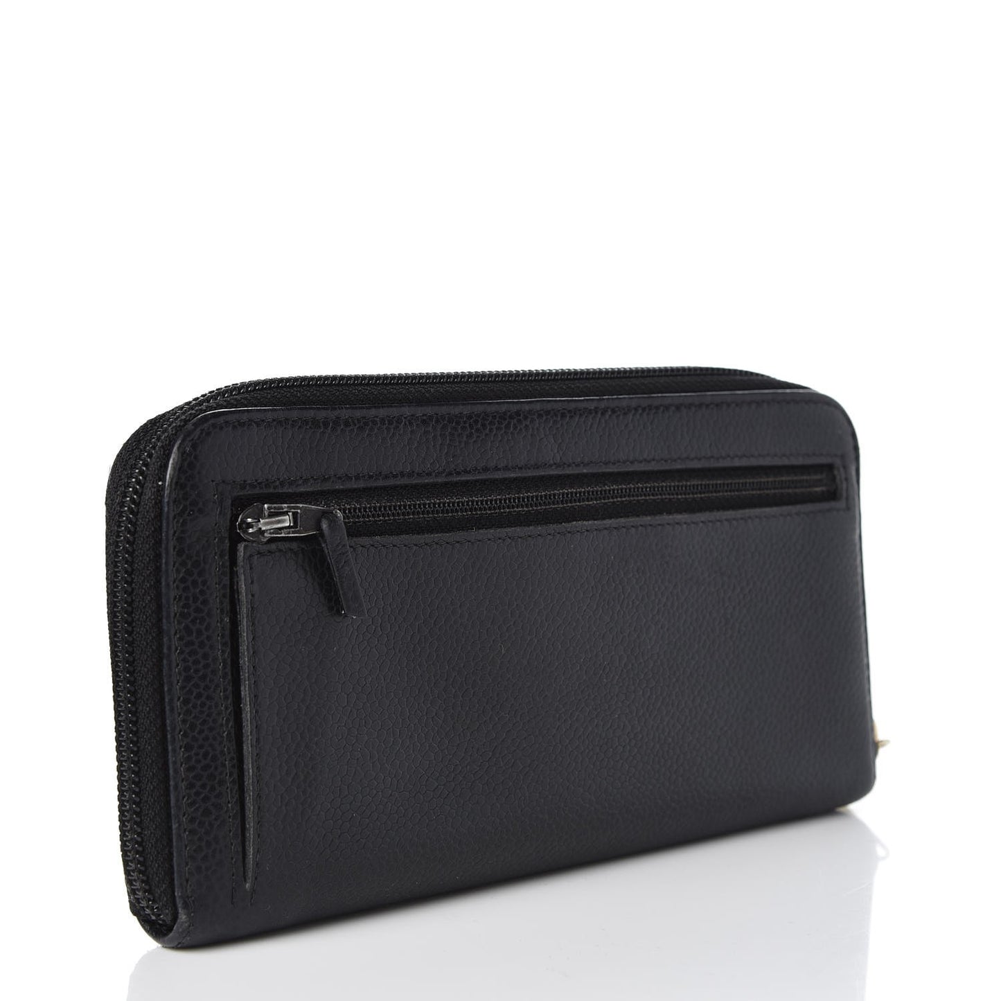 Caviar CC Timeless Large Zip Around Wallet Black