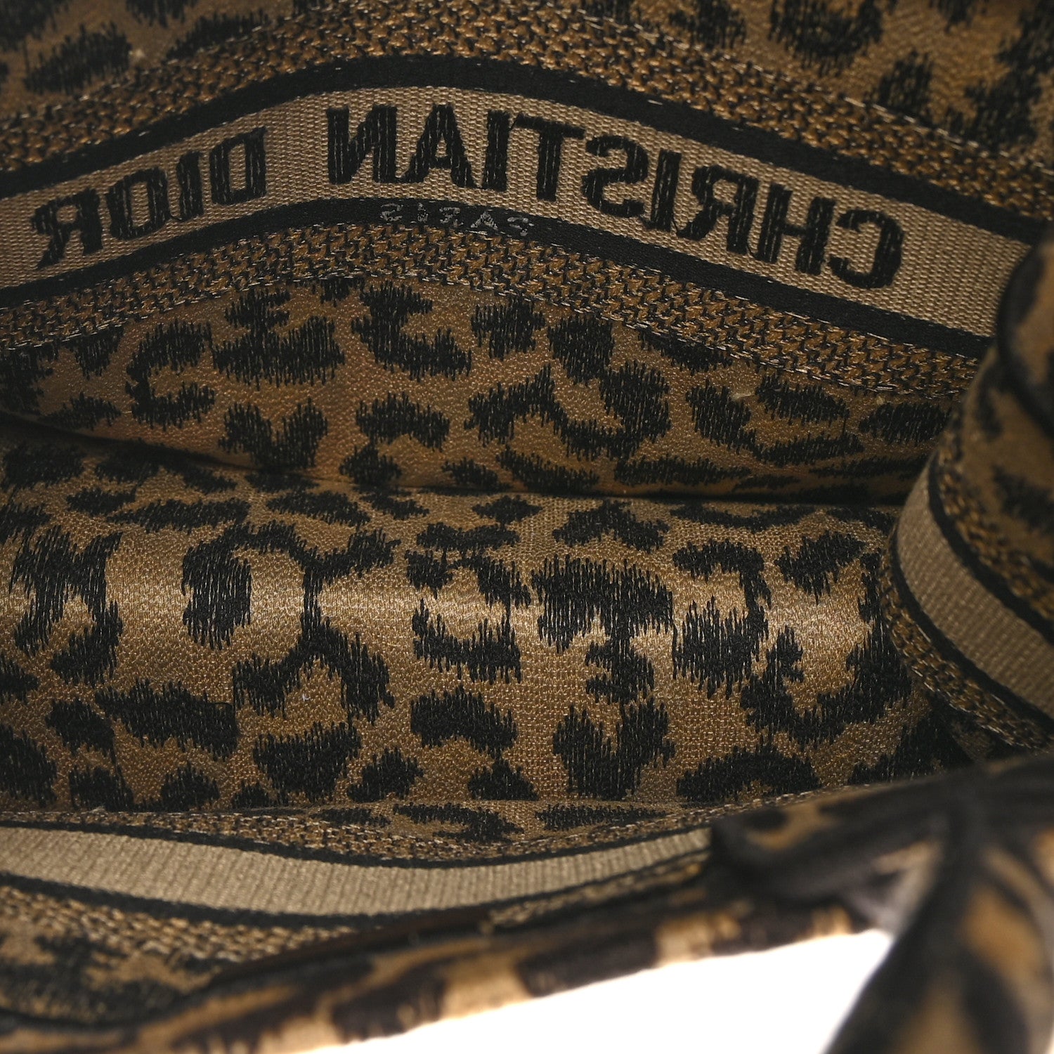 Christian Dior Canvas Mizza Embroidered Small Leopard Book Tote