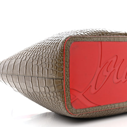 Christian Louboutin Crocodile Embossed Calfskin Spiked Large Cabarock Shopper Tote Silex 8 of 12