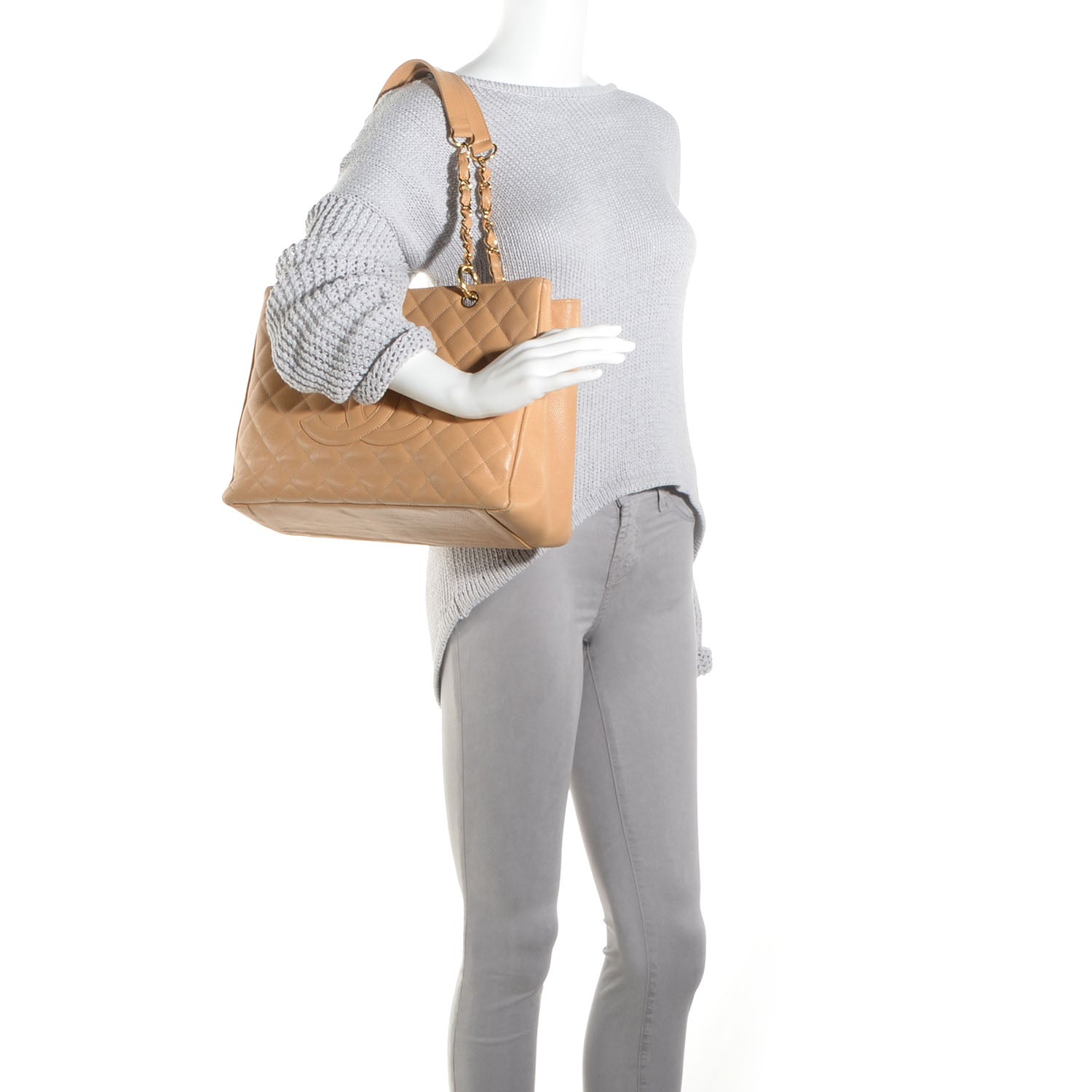 Chanel Caviar Quilted Grand Shopping Tote GST Beige 2 of 7