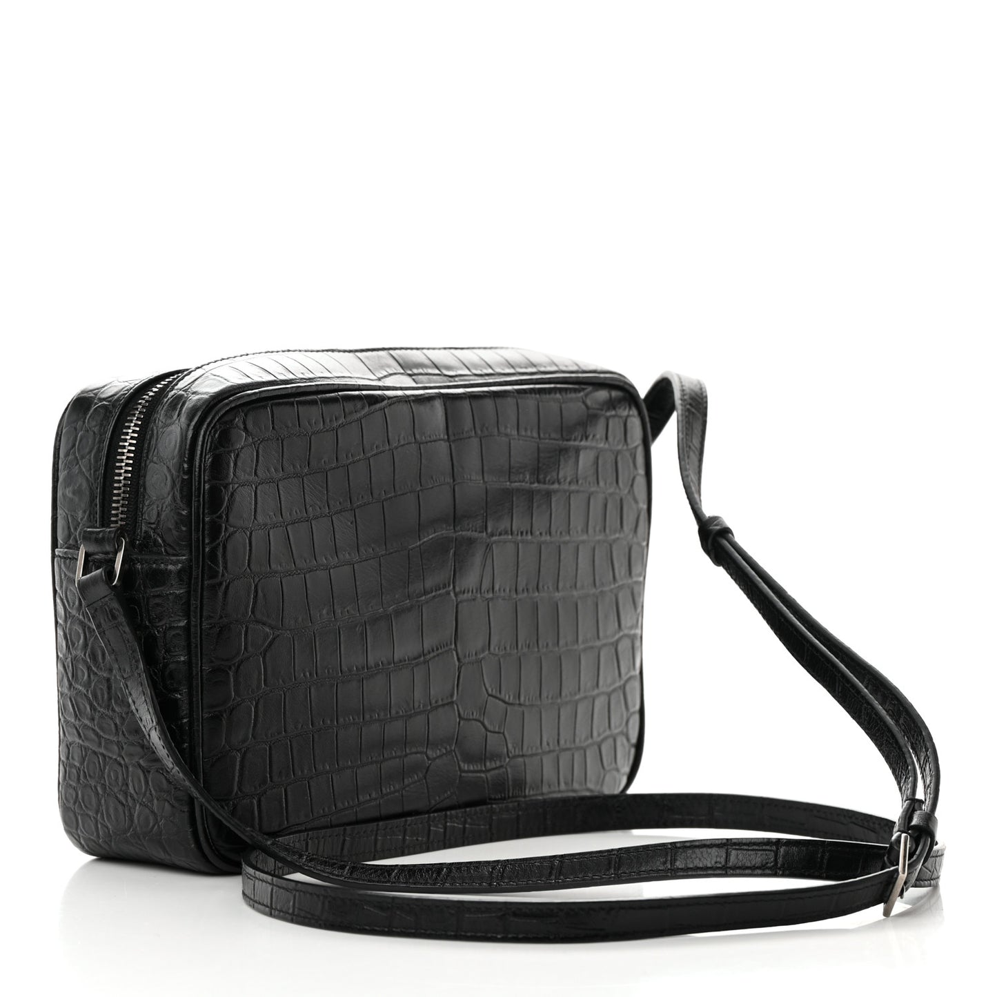 Calfskin Crocodile Embossed Monogram Lou Camera Bag Black