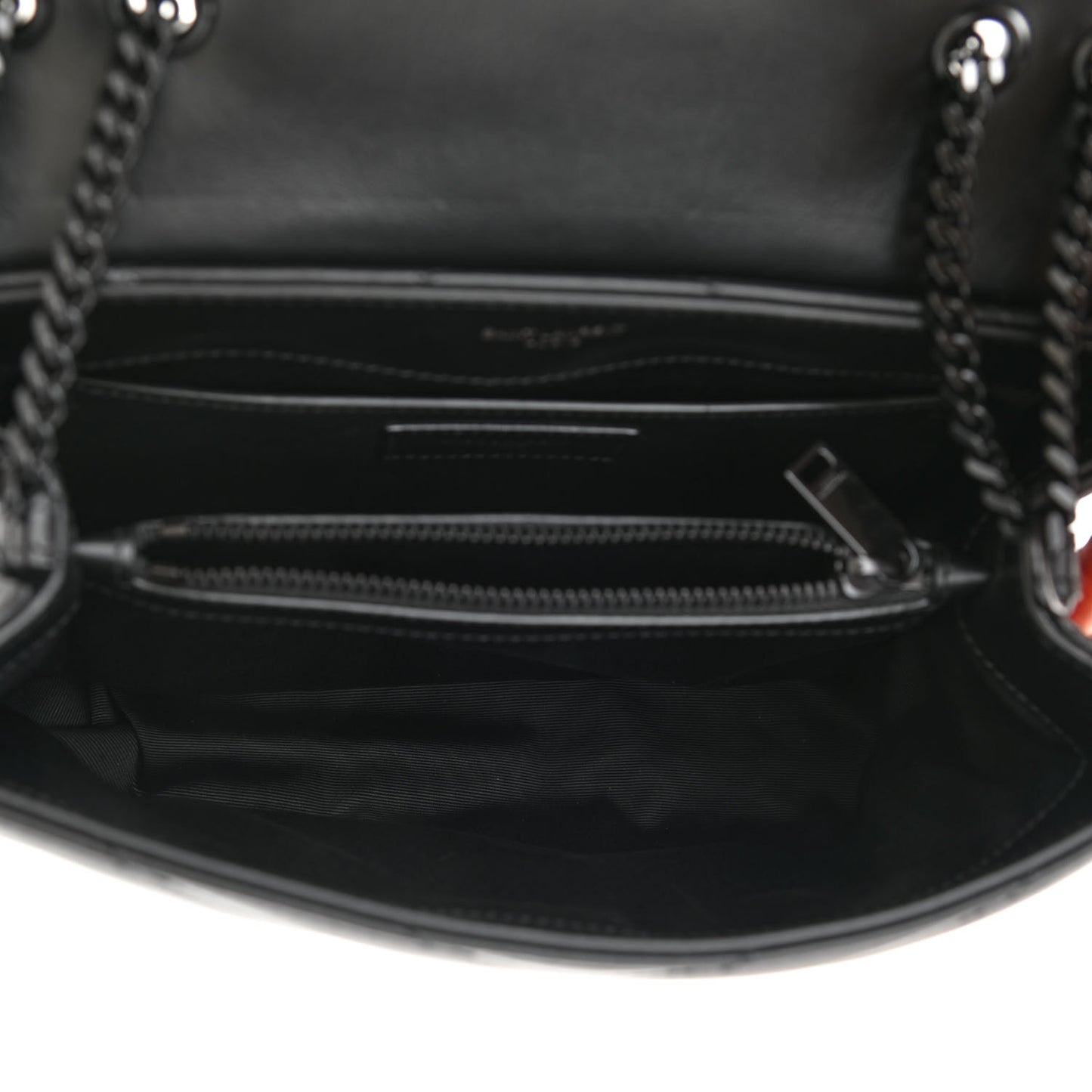 Calfskin Y Quilted Monogram Monochrome Small Loulou Chain Satchel Black