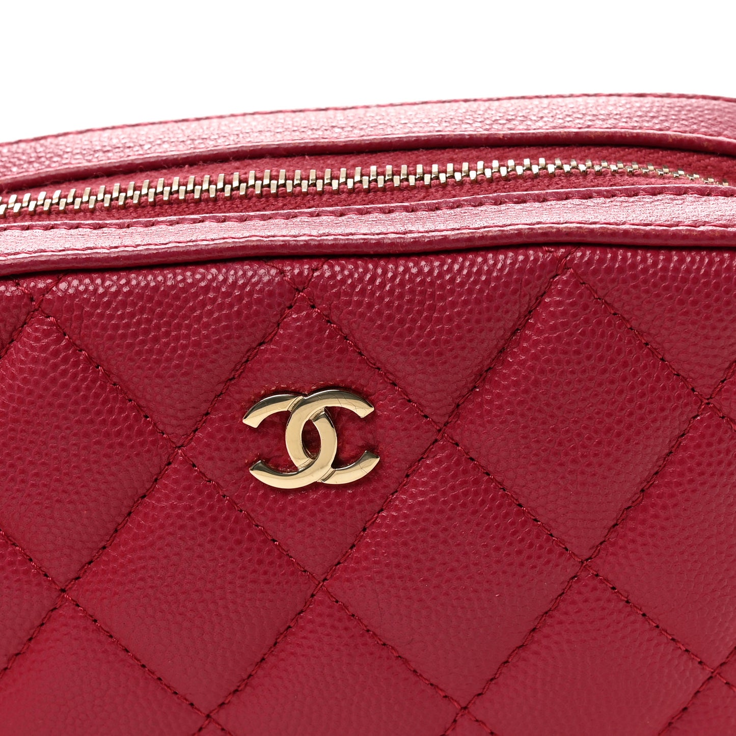 Caviar Quilted Camera Case Dark Pink