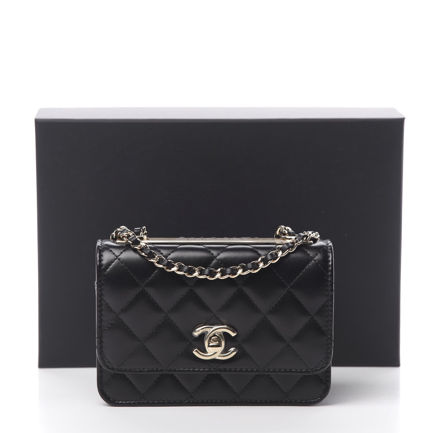 Chanel Lambskin Quilted Mini Trendy CC Wallet On Chain WOC Black 11 of 11