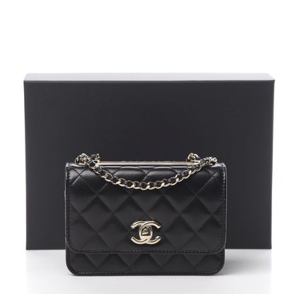 Chanel Lambskin Quilted Mini Trendy CC Wallet On Chain WOC Black 11 of 11