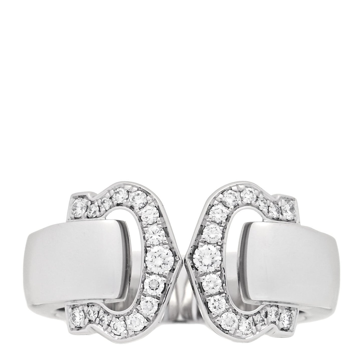 18K White Gold Diamond C De Cartier Ring 48 4.5