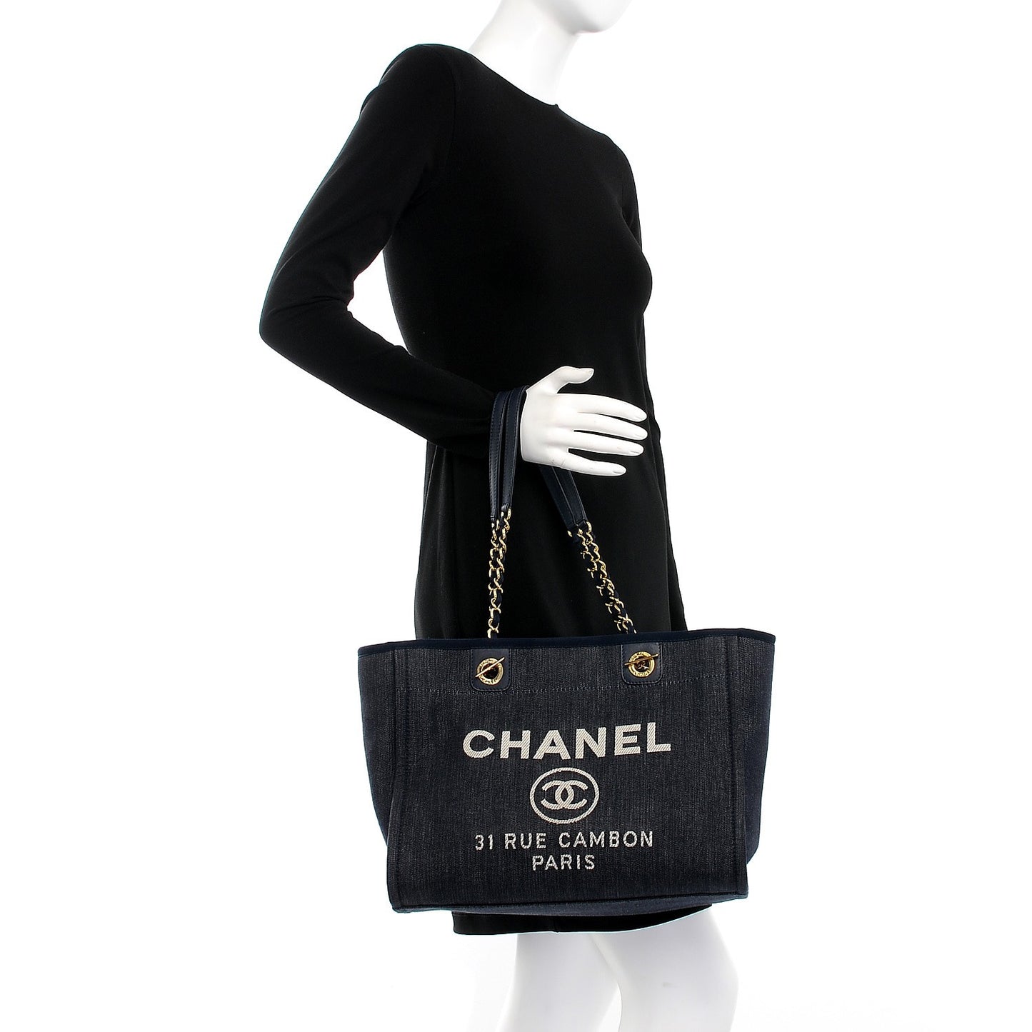 Canvas Small Deauville Tote Dark Blue