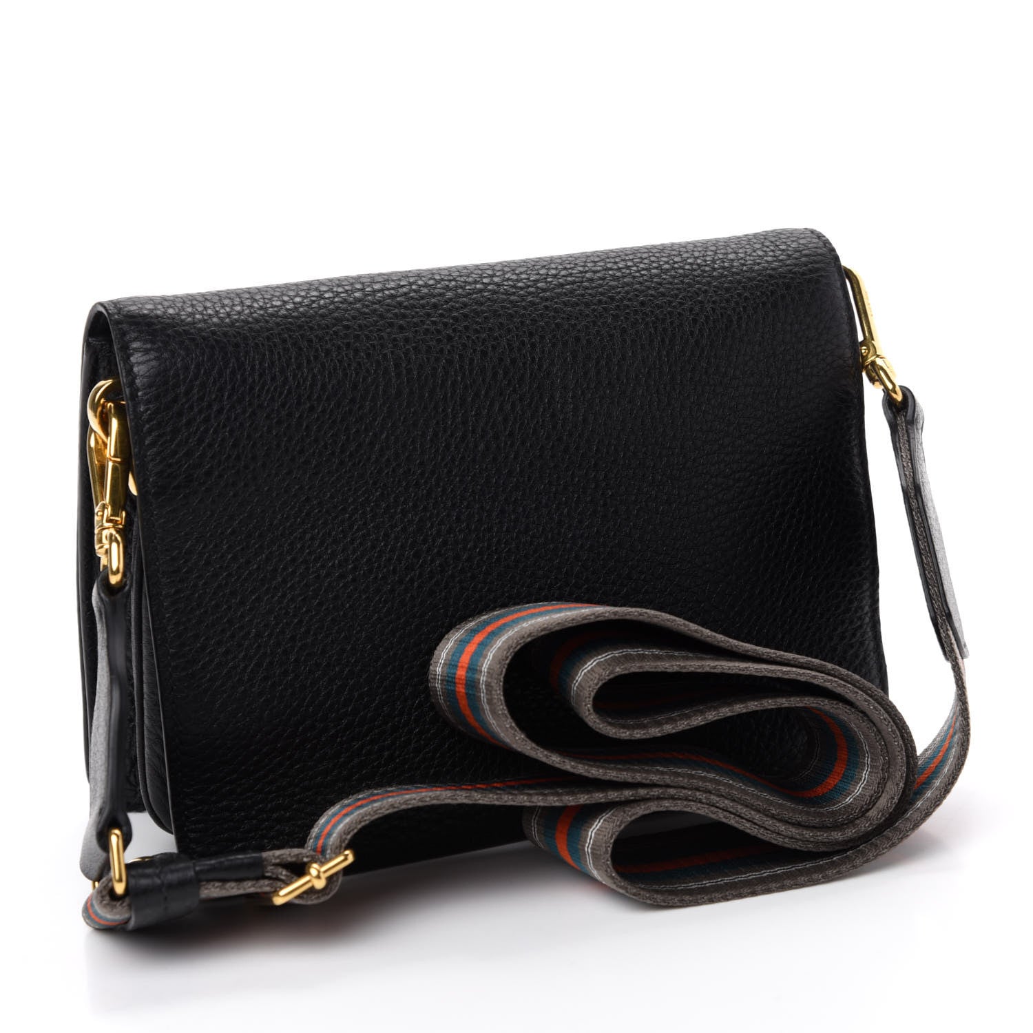 Prada Vitello Daino Flap Crossbody Black 3 of 11
