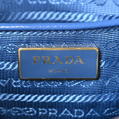 Prada Saffiano Vernice Medium Galleria Double Zip Azzurro Azzurro 6 of 10