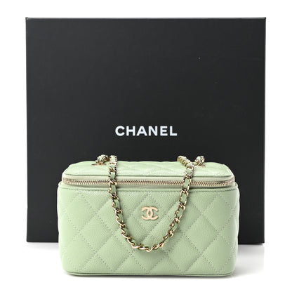 Chanel Caviar Quilted Small Vanity Case With Chain Light Green 11 of 11