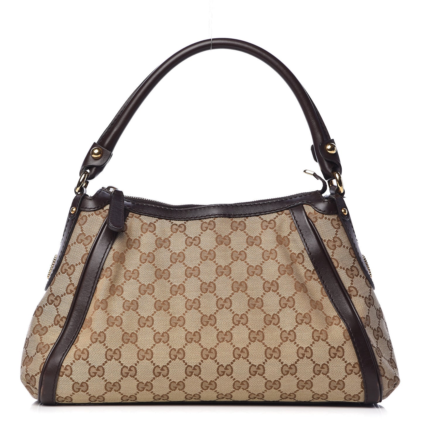 Monogram Small Scarlett Studded Interlocking G Hobo Dark Brown