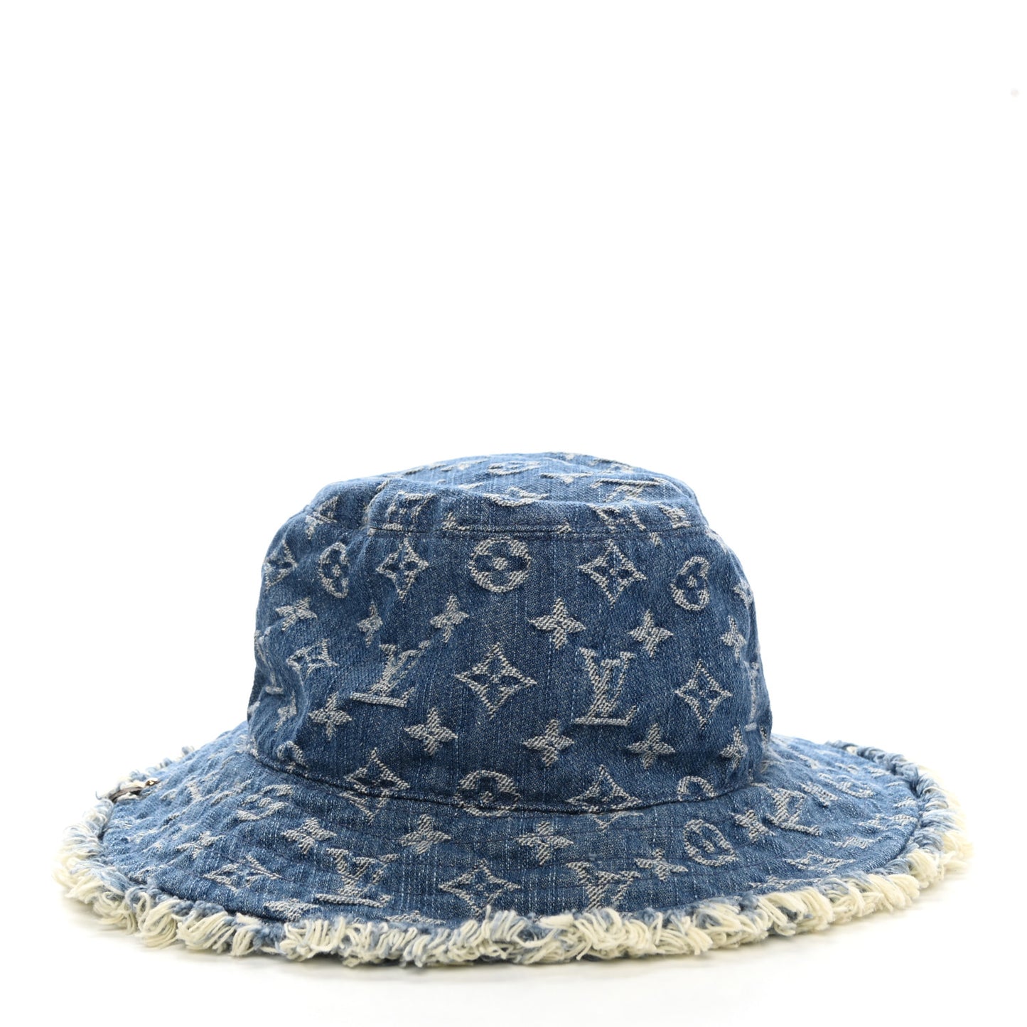 Monogram Denim Fringe Bob Bucket Hat M Blue