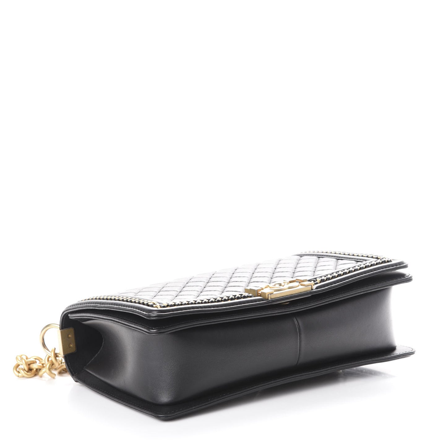 Calfskin Quilted New Medium Boy Top Handle Flap Black