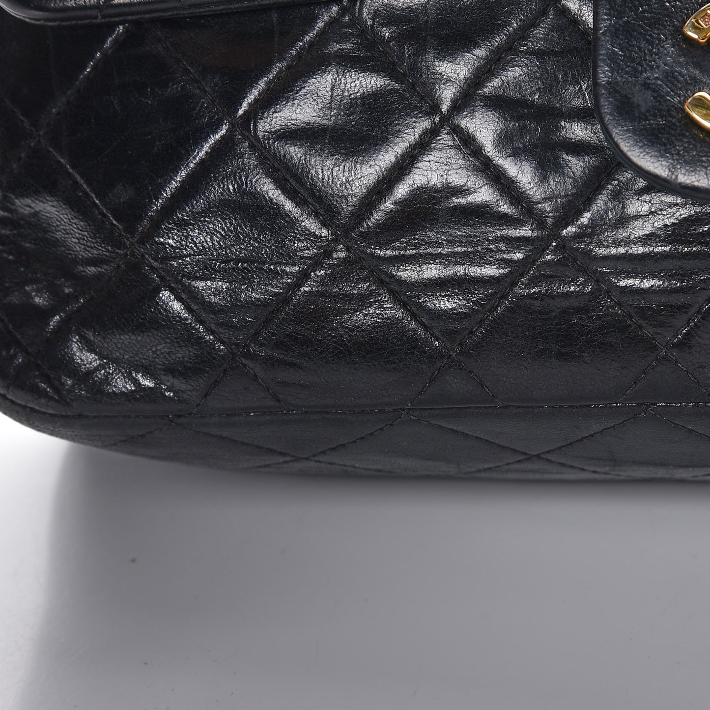 Lambskin Quilted Medium Double Flap Black