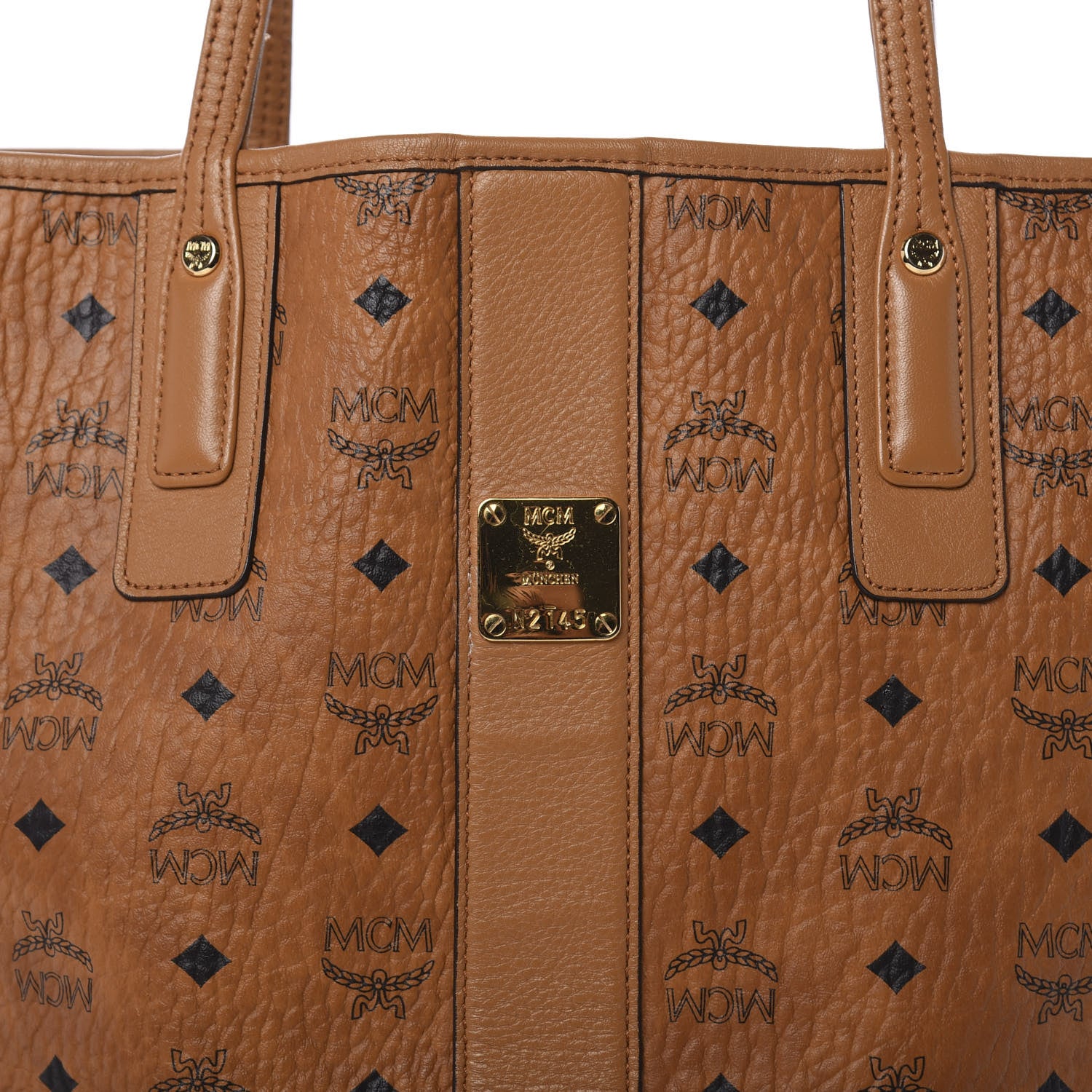MCM Visetos Medium Liz Reversible Shopper Tote Cognac 9 of 16