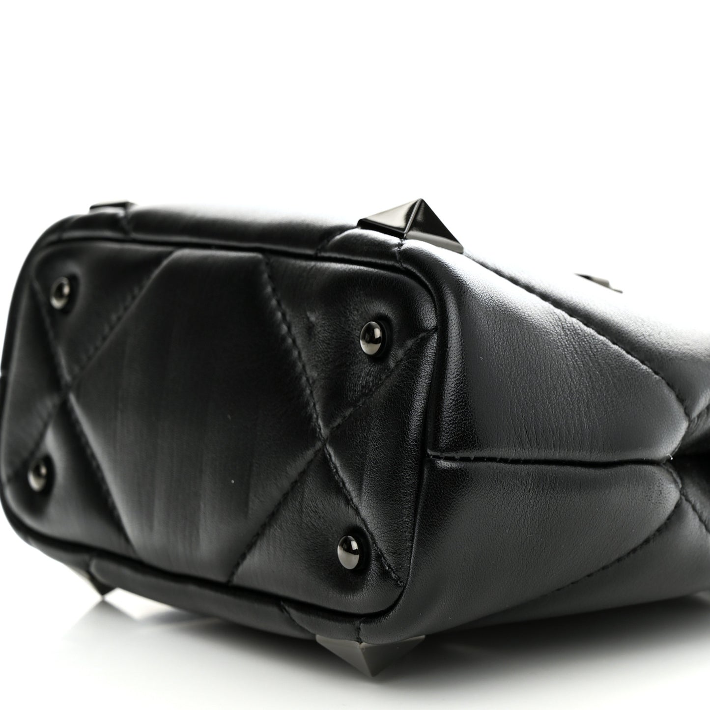 Nappa Monochrome Mini Roman Stud The Handle Bag Black