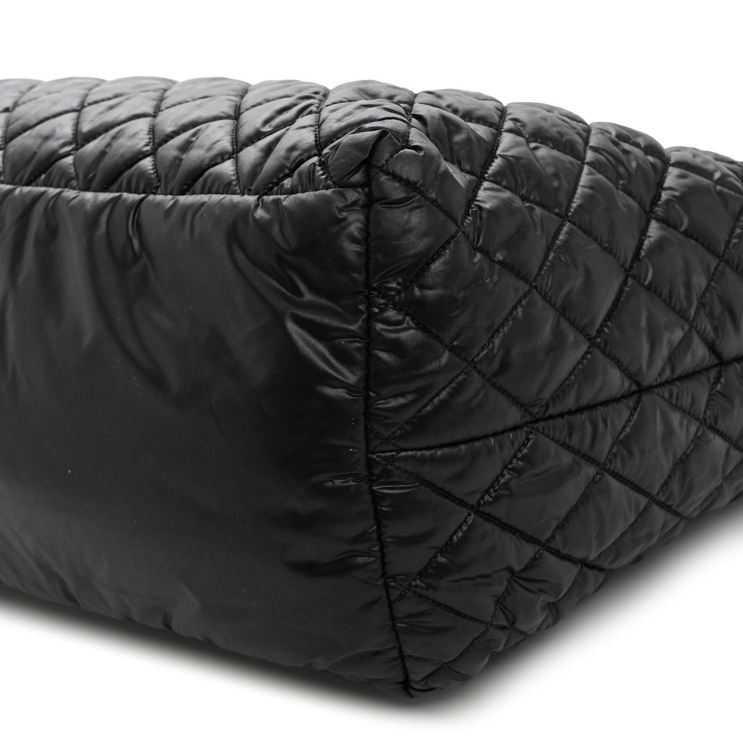 Nylon Quilted Large Coco Cocoon Tote Black