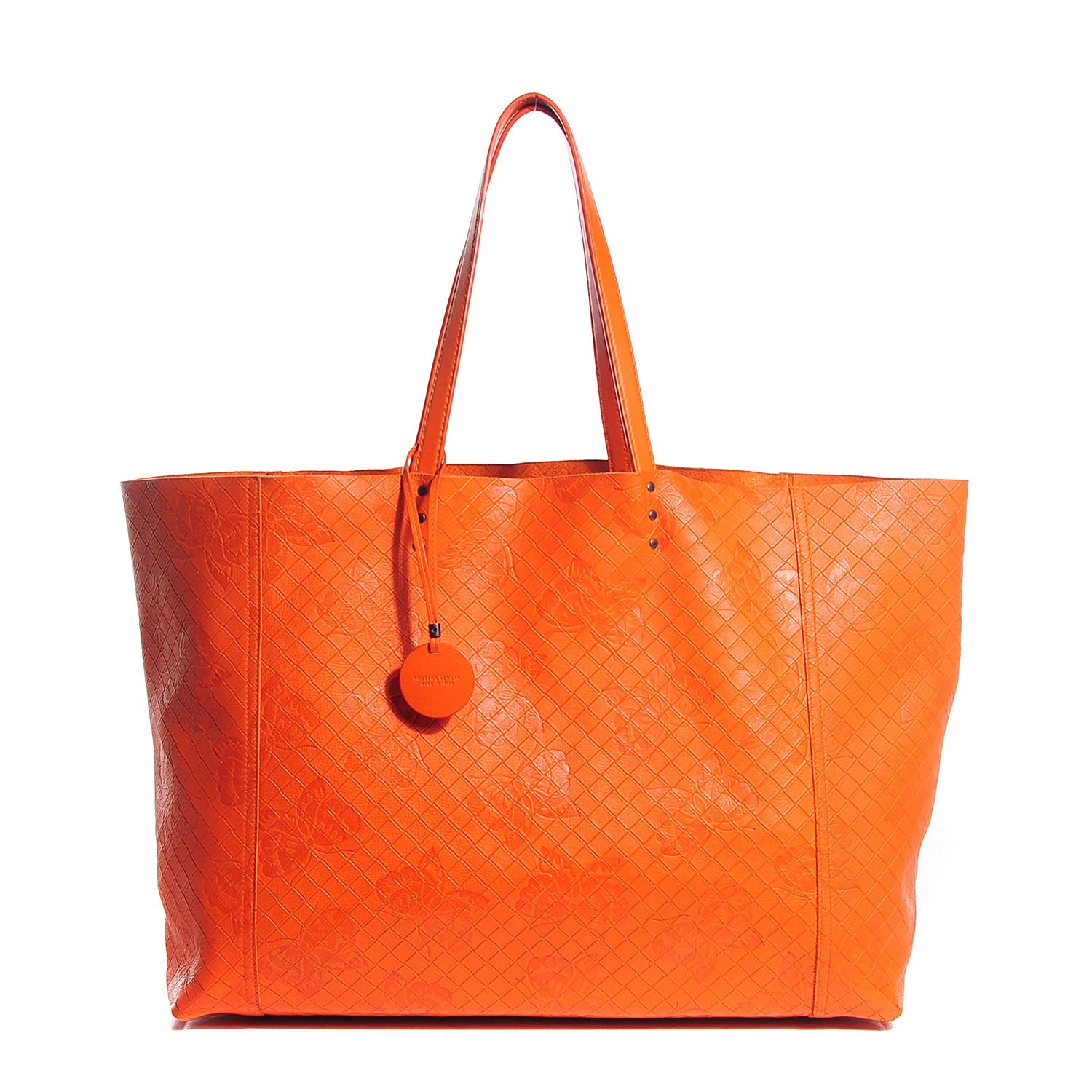 Bottega Veneta Calfskin Intrecciomirage Intarsio Large Tote Tangerine 1 of 7