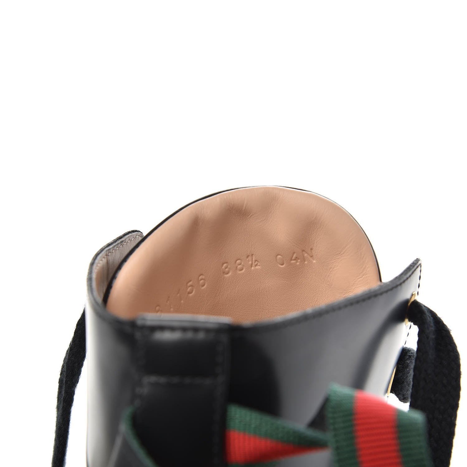 Gucci Calfskin Sylvie Web Lace Up Combat Boots 38.5 Black 6 of 7