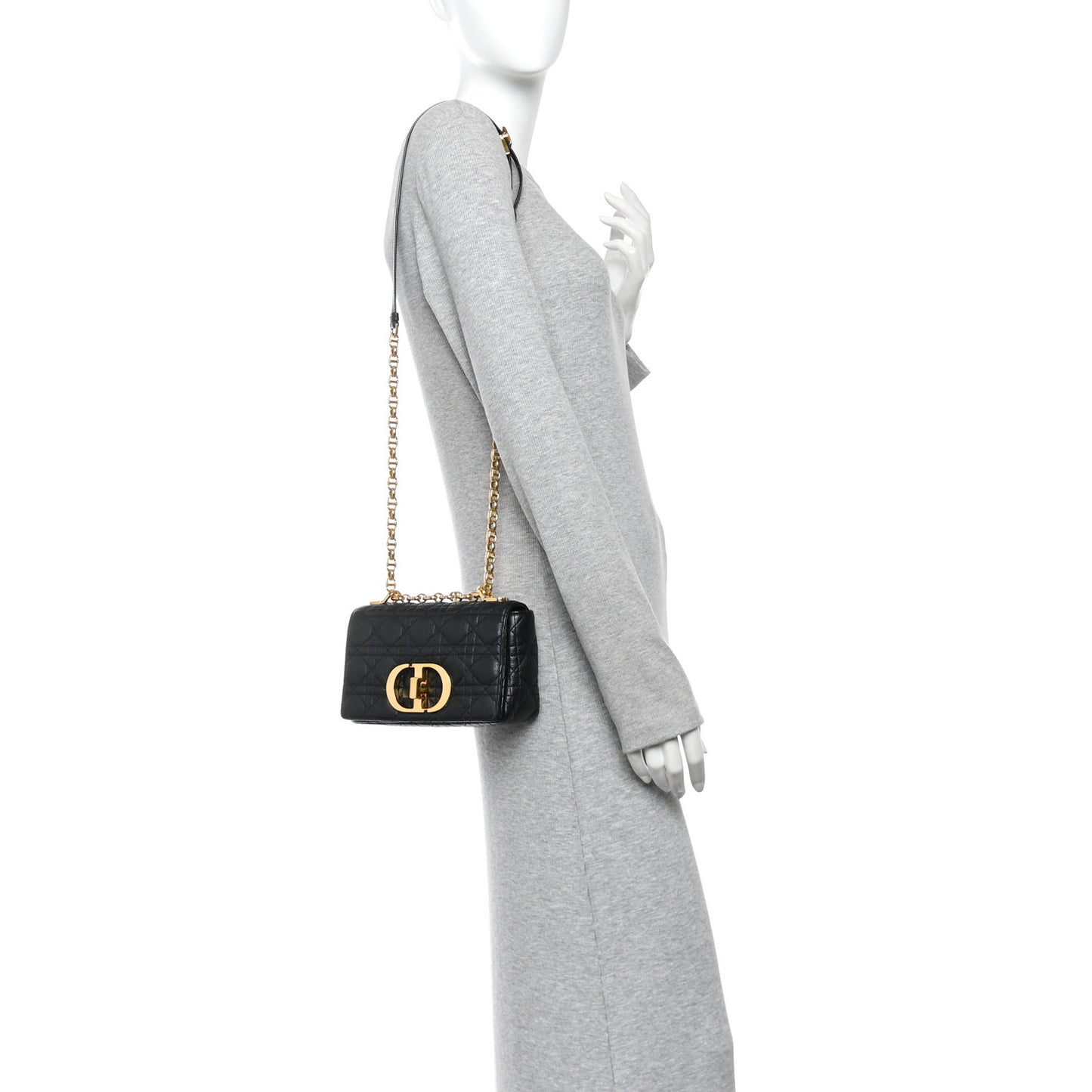 Calfskin Cannage Small Caro Bag Black