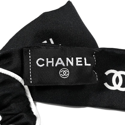Chanel Silk CC Hair Tie Black Ecru 3 of 4