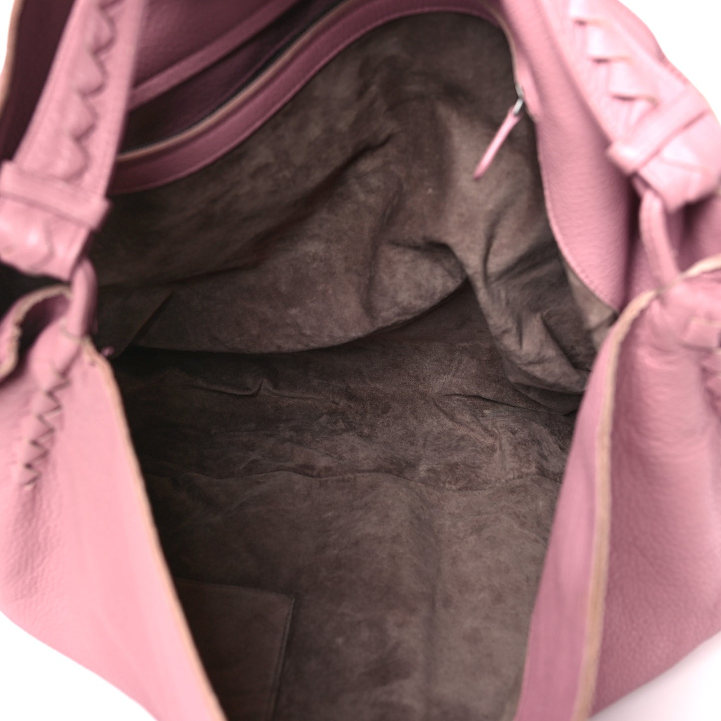 Washed Cervo Deerskin Large Hobo Rose Pink