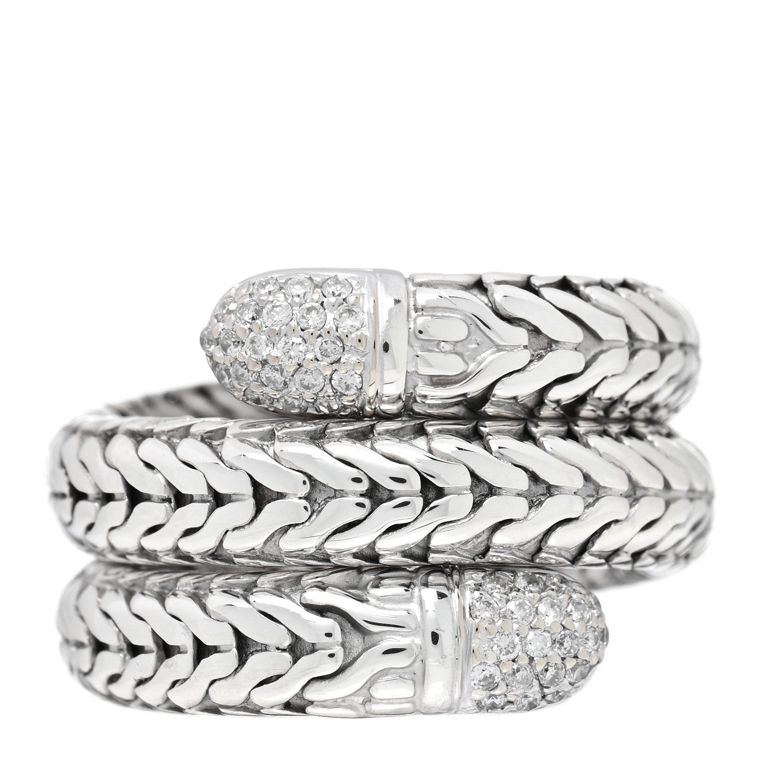 John Hardy Sterling Silver Diamond Coil Ring 54 7 1 of 4