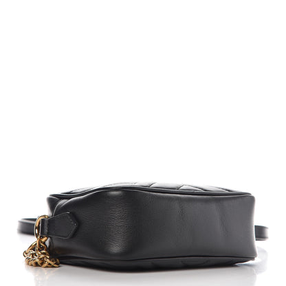Gucci Calfskin Matelasse Mini GG Marmont Chain Shoulder Bag Black 4 of 9
