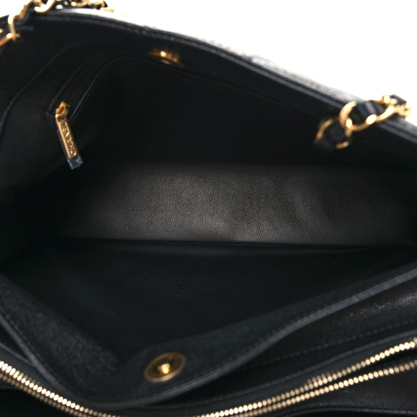 Caviar Quilted Small Shopping Tote Black