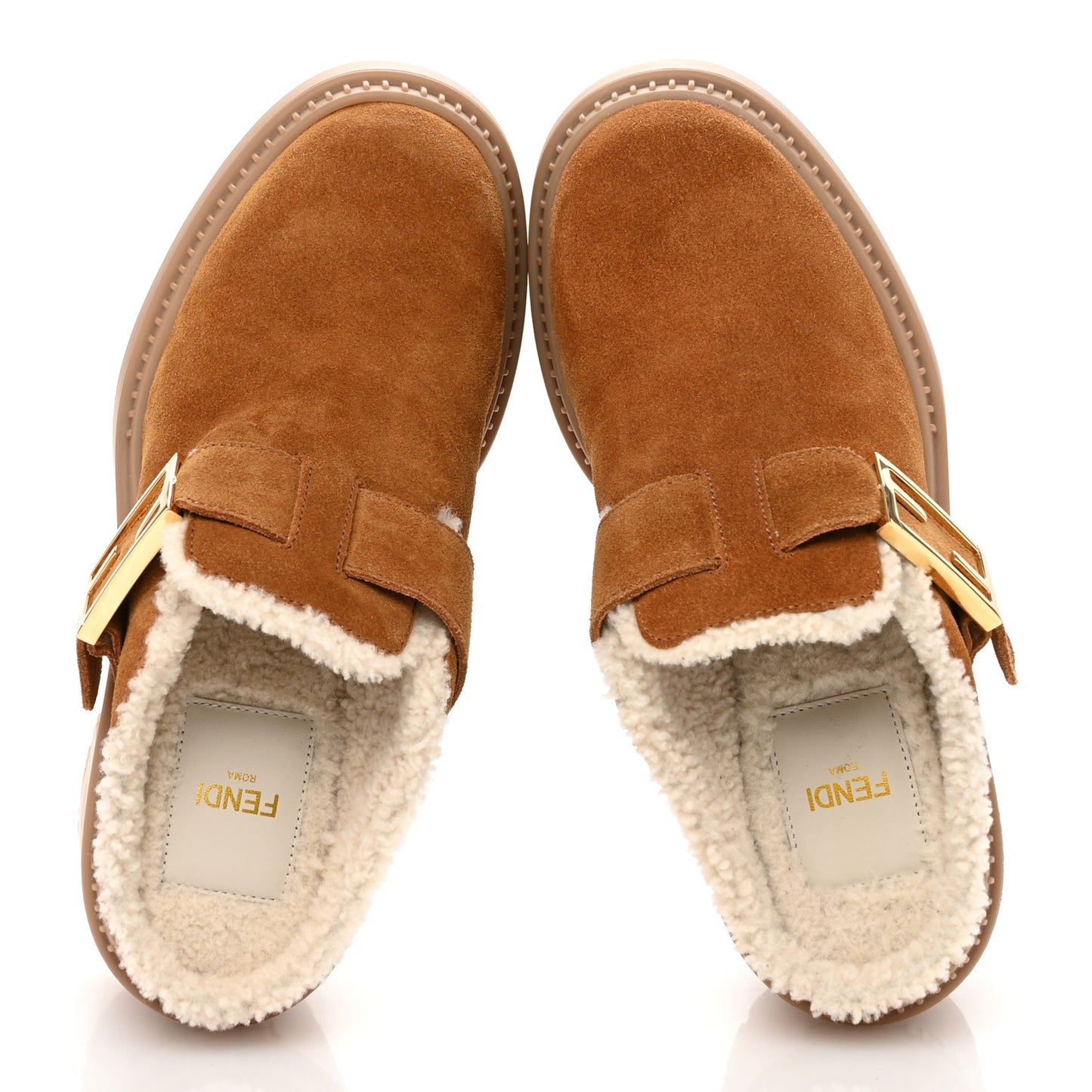 Suede Shearling Clogs 36 Caramello Latte