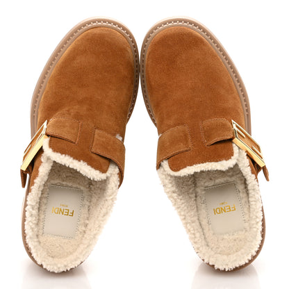 Fendi Suede Shearling Clogs 36 Caramello Latte 2 of 10