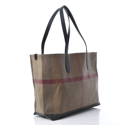 Burberry Coated Canvas Mega Check Medium Doodle Tote Black 3 of 10