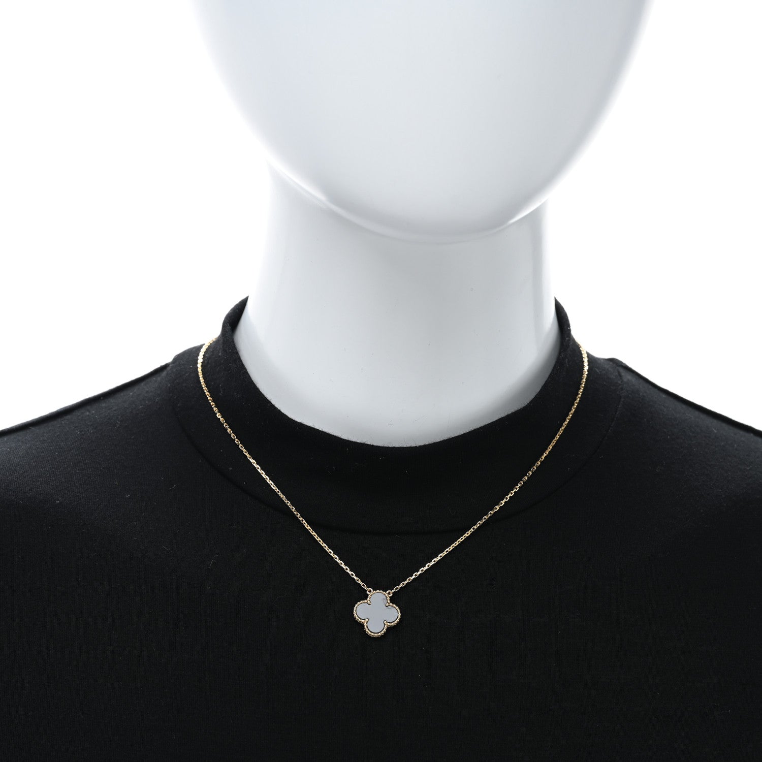 Van Cleef & Arpels 18K Yellow Gold Black Onyx Vintage Alhambra Pendant Necklace 2 of 4