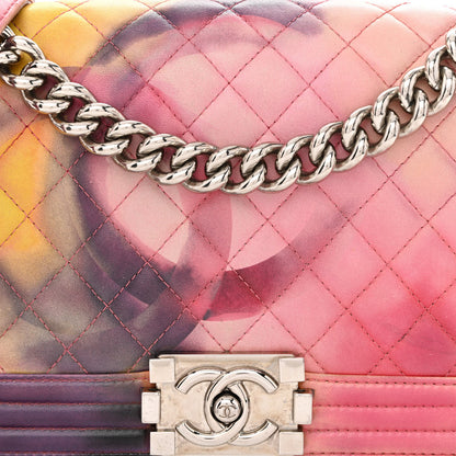 Chanel Printed Lambskin Quilted Medium Flower Power Boy Flap 9 of 15