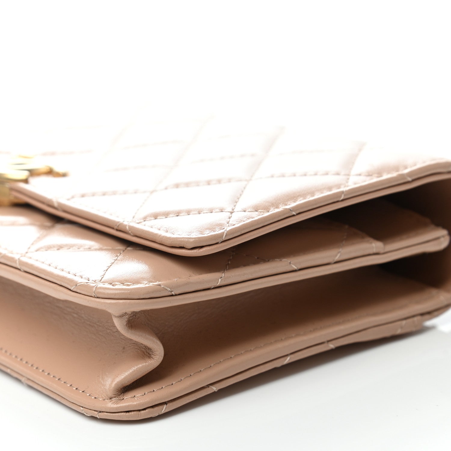 Chanel Calfskin Quilted Perfect Fit Wallet On Chain WOC Beige 9 of 11