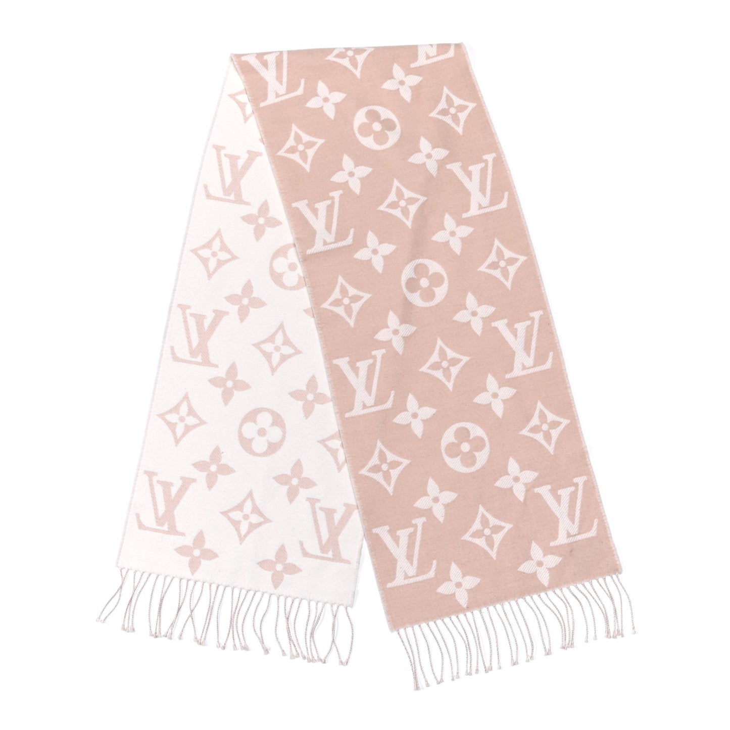 Wool Cashmere Monogram Daily LV Scarf Pink White